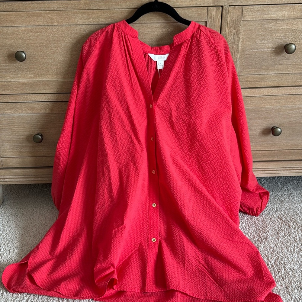 NWT! Lilly Pulitzer Swim Andrae Cover-Up Paradise Pucker Seersucker Size Small